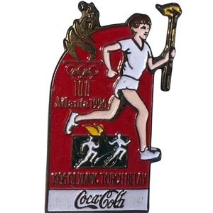 Vintage Coca Cola Olympic Torch‎ Relay Pin - Red, White, Gold